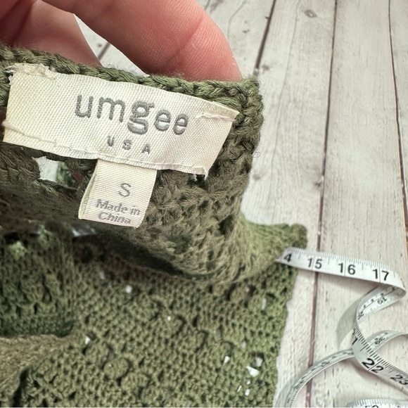 boutique Umgee Olive green Crochet Vest with Fringe sz small boho western - Picture 6 of 8